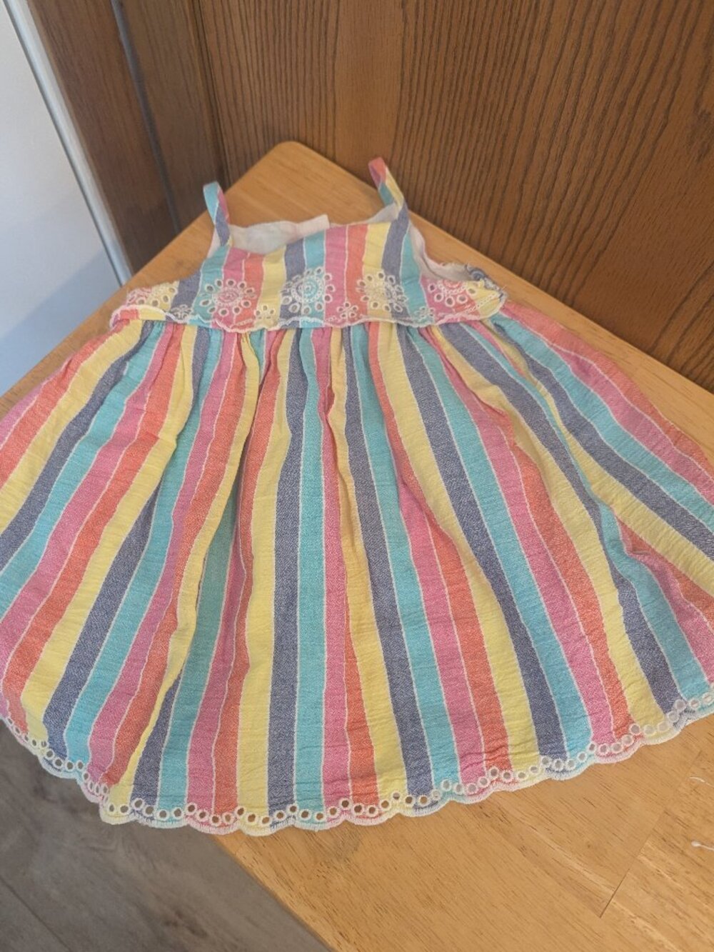 Baby Gap Embroidered Colorful Stripes Lined Sleeveless Sundress- 6-12mos